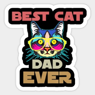 Awesome Vintage Best Cat Dad Ever With Glasses Multi Colored Sticker